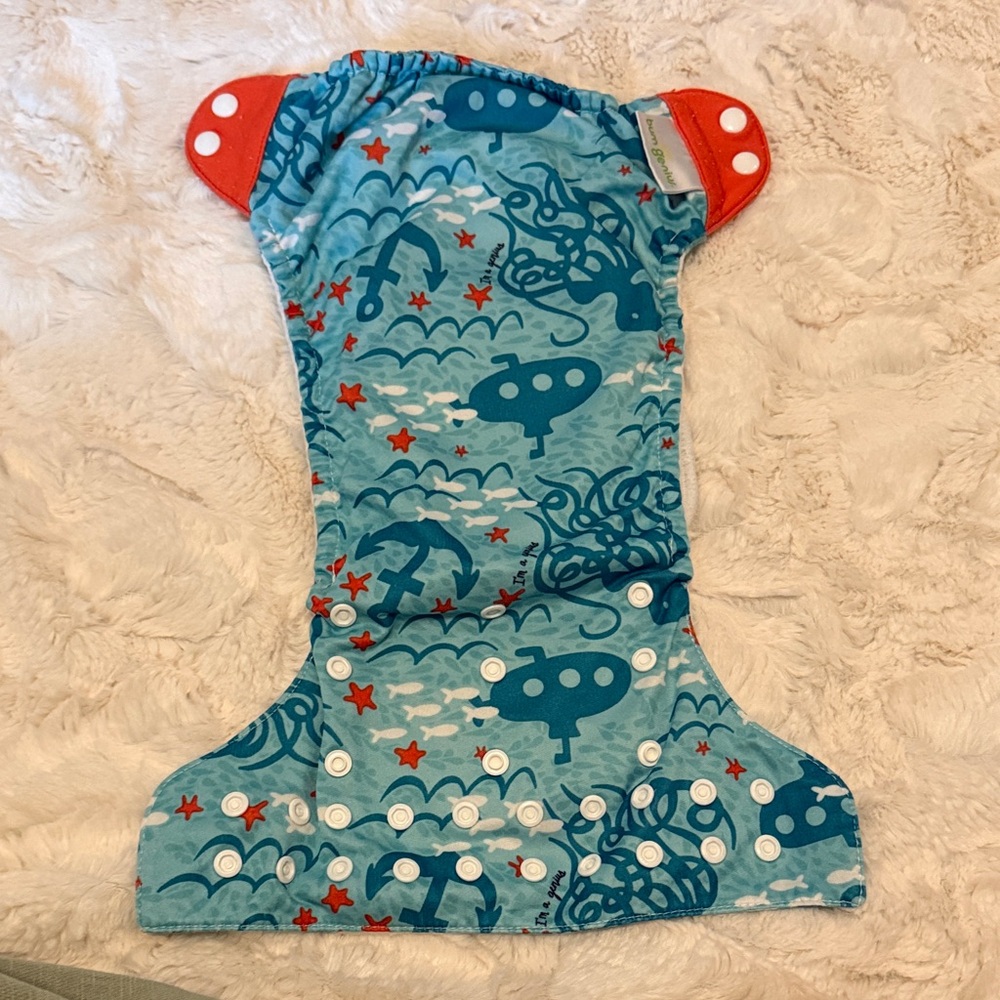 BumGenius Aqua and Orange all-in-one Cloth Diaper